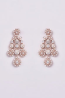 Rose Gold Finish Zircon Dangler Earrings