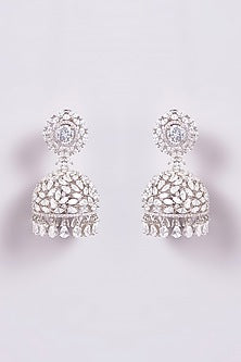 White Finish Zircon Dangler Earrings