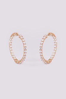 Gold Finish Zircon Hoop Earrings