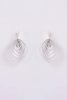 White Finish Zircon Dangler Earrings