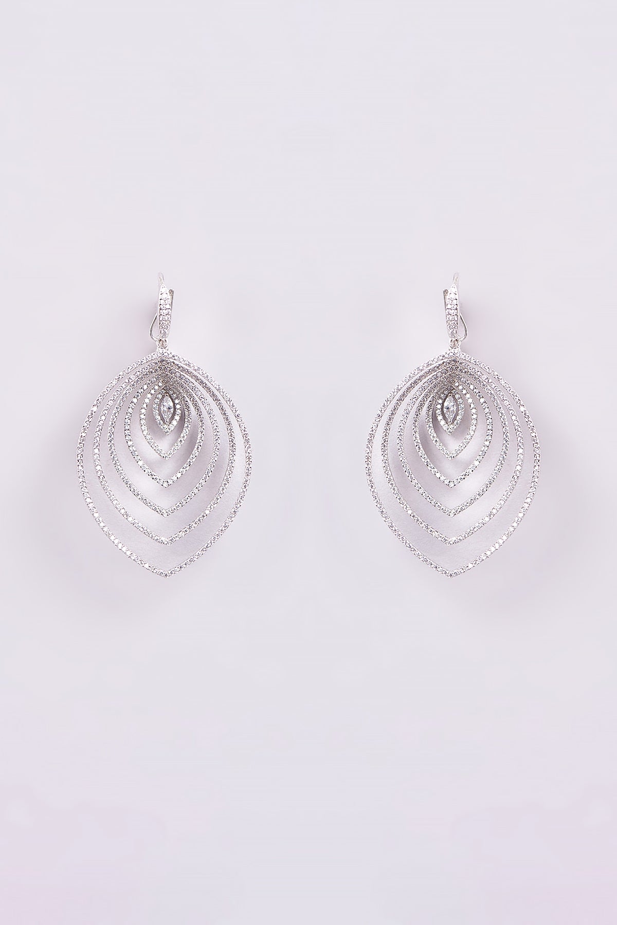 White Finish Zircon Dangler Earrings