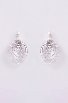 White Finish Zircon Dangler Earrings