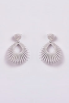 White Finish Zircon Dangler Earrings