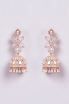 Rose Gold Finish Zircon Dangler Earrings