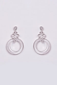 White Finish Zircon Dangler Earrings