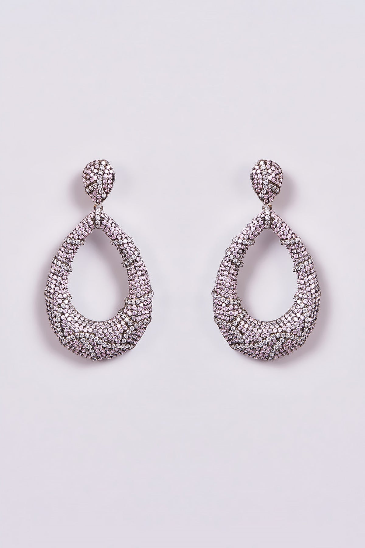 Two-Tone Finish Zircon & Semi-Precious Dangler Earrings