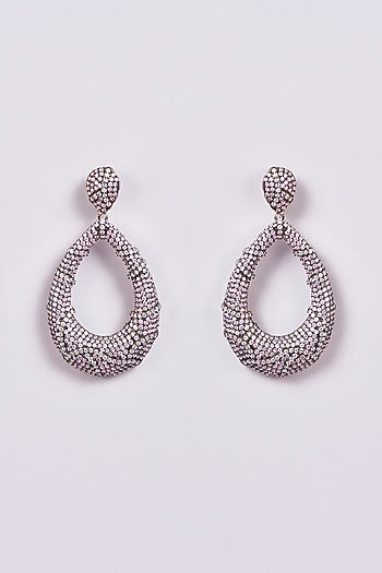 Two-Tone Finish Zircon & Semi-Precious Dangler Earrings