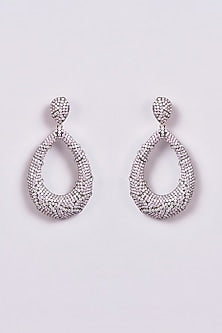 Two-Tone Finish Zircon & Semi-Precious Dangler Earrings