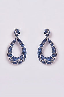 Two-Tone Finish Zircon & Semi-Precious Dangler Earrings