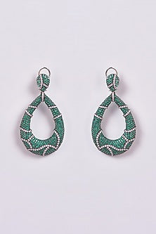 Two-Tone Finish Zircon & Semi-Precious Dangler Earrings