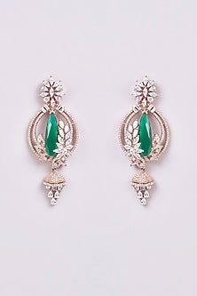 Rose Gold Finish Zircon & Semi-Precious Dangler Earrings