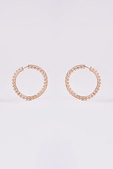 Gold Finish Zircon Hoop Earrings