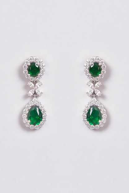 White Finish Zircon & Semi-Precious Stone Necklace Set