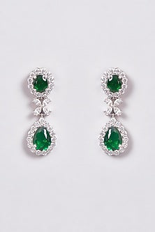White Finish Zircon & Semi-Precious Stone Necklace Set