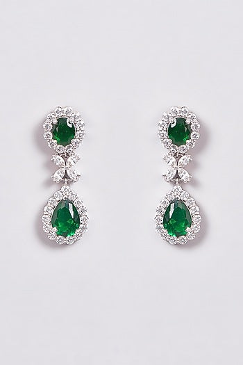 White Finish Zircon & Semi-Precious Stone Necklace Set