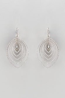 White Finish Zircon Dangler Earrings