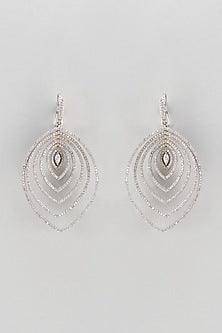 White Finish Zircon Dangler Earrings