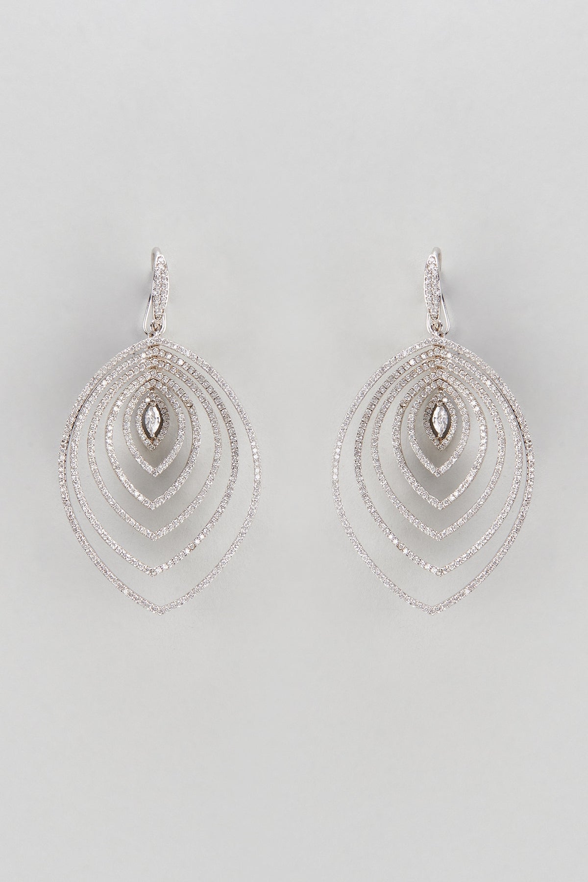 White Finish Zircon Dangler Earrings