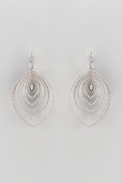 White Finish Zircon Dangler Earrings