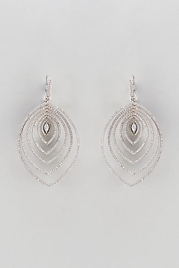 White Finish Zircon Dangler Earrings