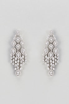White Finish Zircon Dangler Earrings