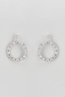 White Finish Zircon Dangler Earrings