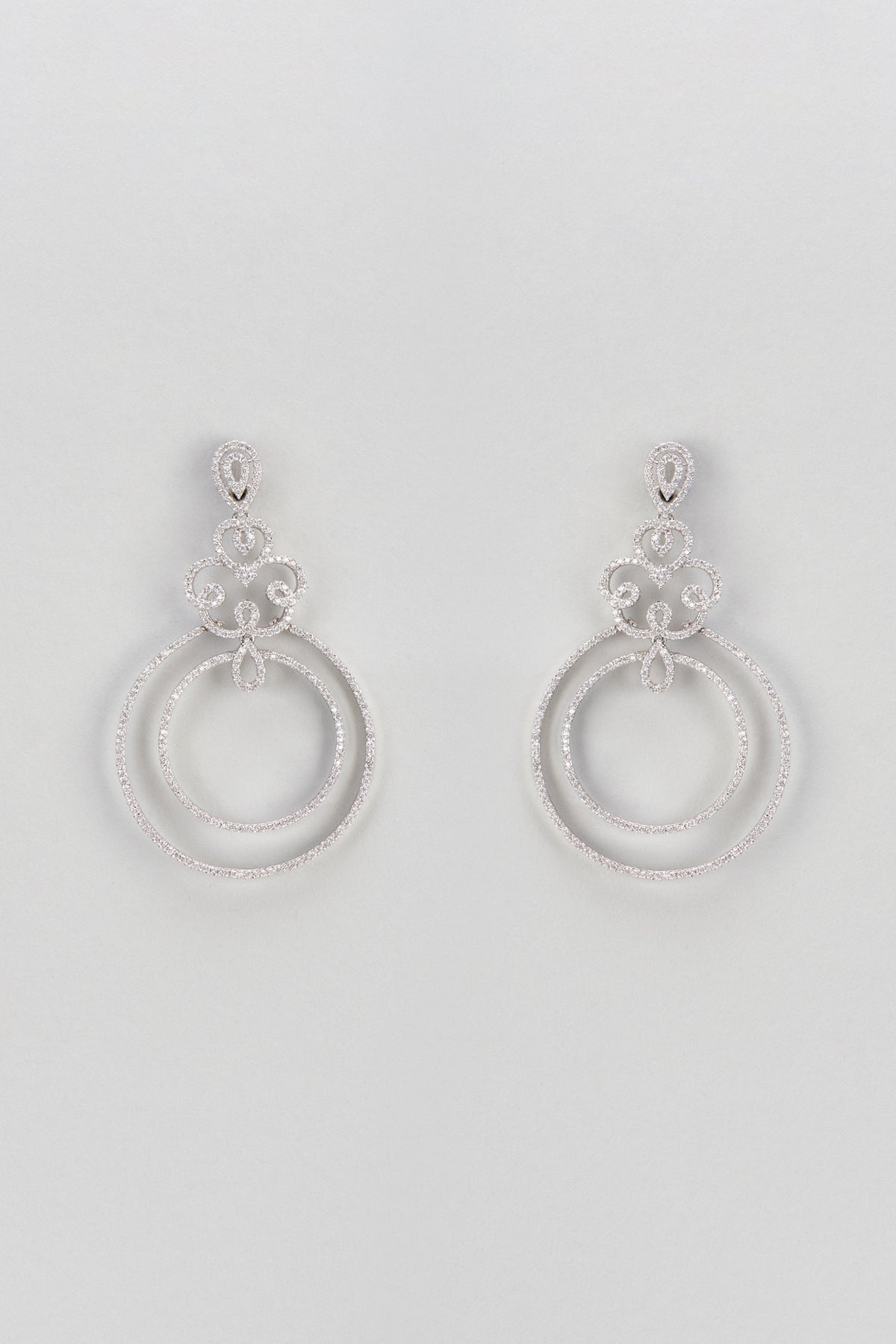 White Finish Zircon Dangler Earrings