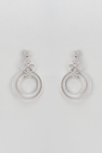 White Finish Zircon Dangler Earrings