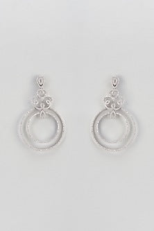 White Finish Zircon Dangler Earrings
