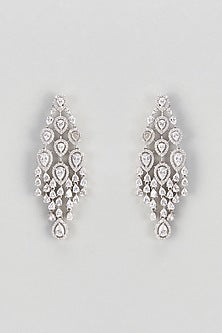 White Finish Zircon Dangler Earrings