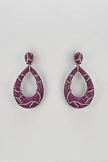 Two-Tone Finish Zircon & Semi-Precious Stone Dangler Earrings