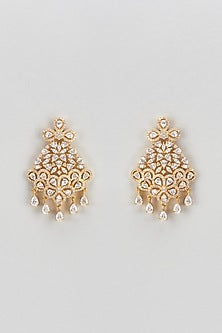 Rose Gold Finish Zircon Dangler Earrings