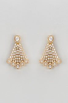 Gold Finish Zircon Dangler Earrings