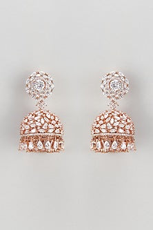 Rose Gold Finish Zircon Dangler Earrings