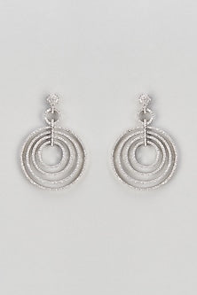 White Finish Zircon Dangler Earrings