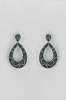 Two-Tone Finish Zircon & Semi-Precious Stone Dangler Earrings