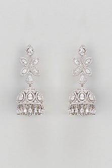 White Finish Zircon Dangler Earrings