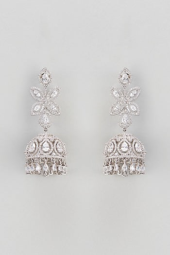 White Finish Zircon Dangler Earrings