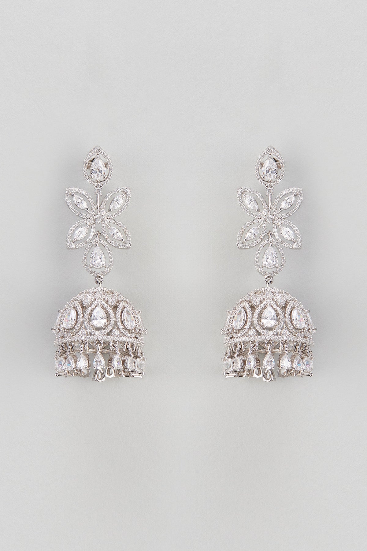 White Finish Zircon Dangler Earrings