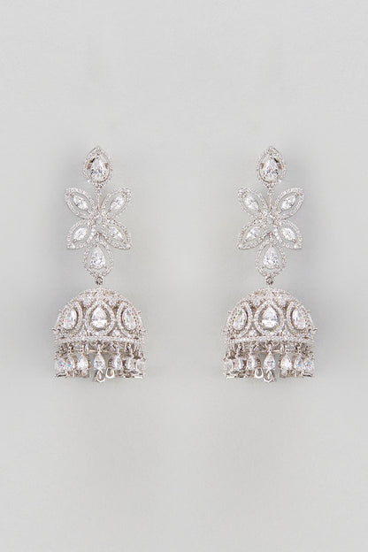 White Finish Zircon Dangler Earrings