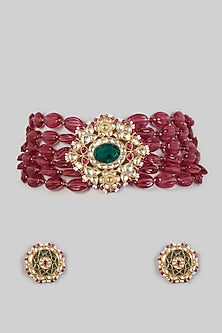 Gold Plated Tourmaline Choker Necklace Set