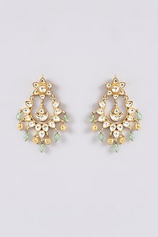 Gold Finish Kundan Polki & Emerald Necklace Set