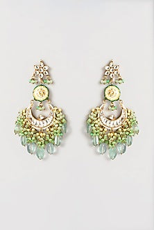 Gold Plated Semi-Precious Stone Meenakari Dangler Earrings