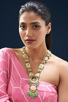 Gold Plated Semi-Precious Stone Meenakari Long Necklace