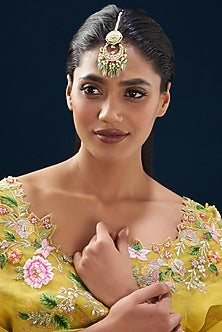 Gold Plated Semi-Precious Stone Meenakari Maang Tikka