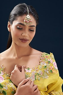 Gold Plated Semi-Precious Stone Meenakari Maang Tikka