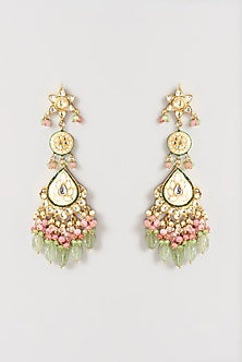 Gold Plated Semi-Precious Stone Meenakari Dangler Earrings