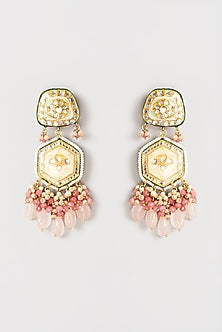 Gold Plated Semi-Precious Stone Meenakari Dangler Earrings