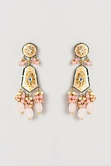Gold Plated Semi-Precious Stone Meenakari Dangler Earrings