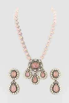 Two-Tone Finish Kundan Polki & Semi-Precious Stone Long Necklace Set